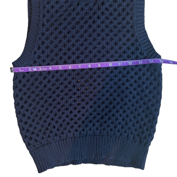 Theory Mayleen Open Stitch Mock Neck Sweater Vest Size Small Black - Picture 12 of 12